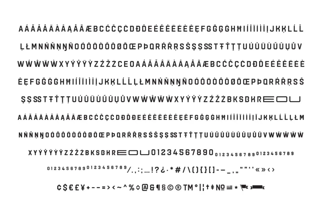 Hudson NY - Pro Edition specimen — Character set and features