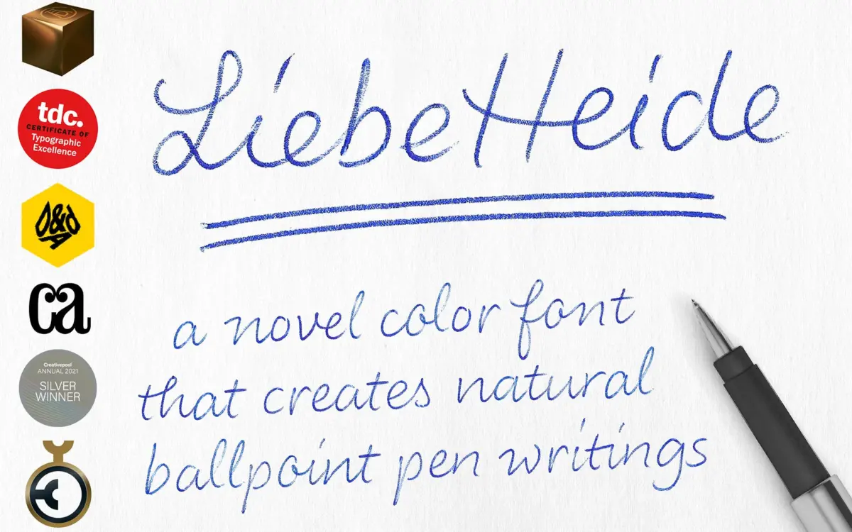 LiebeHeide: a bitmap color font that fakes real ballpoint handwriting