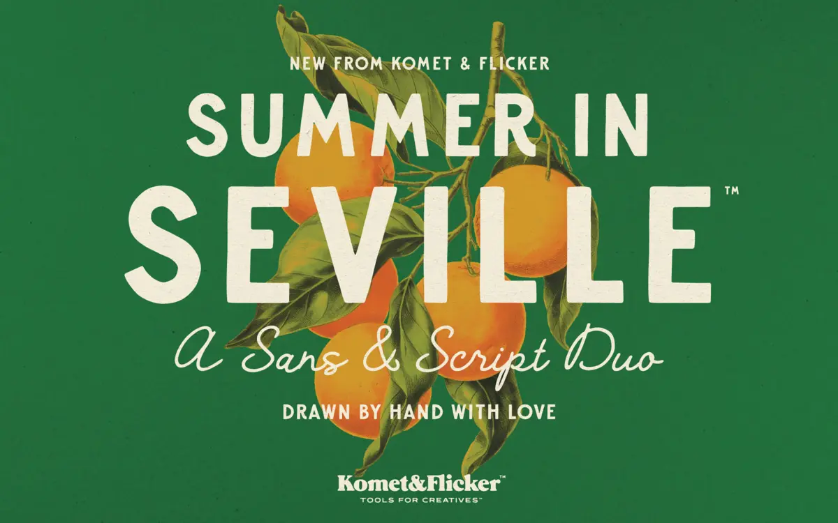 Summer in Seville: a hand-drawn sans and script duo for retro branding