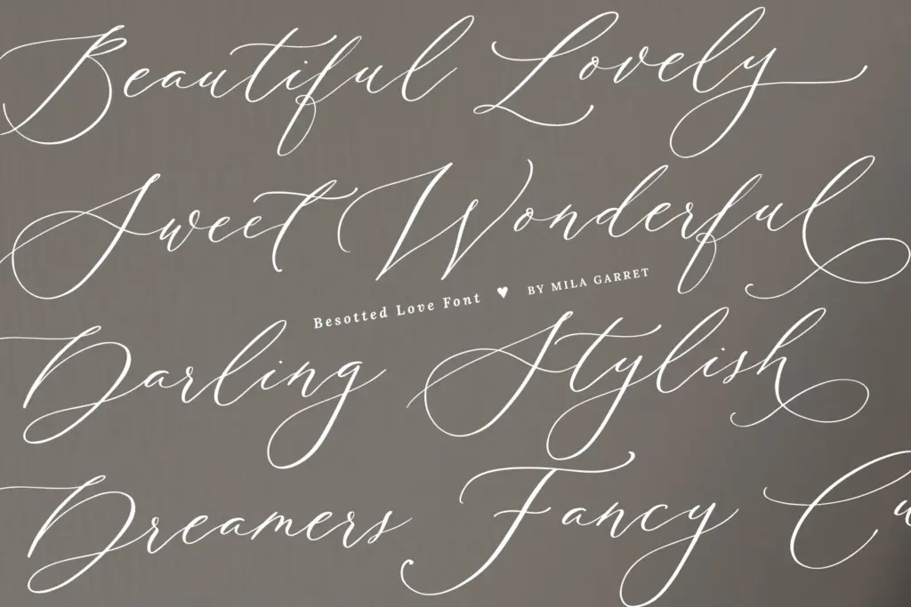 Besotted Wedding Calligraphy Font specimen — Use cases