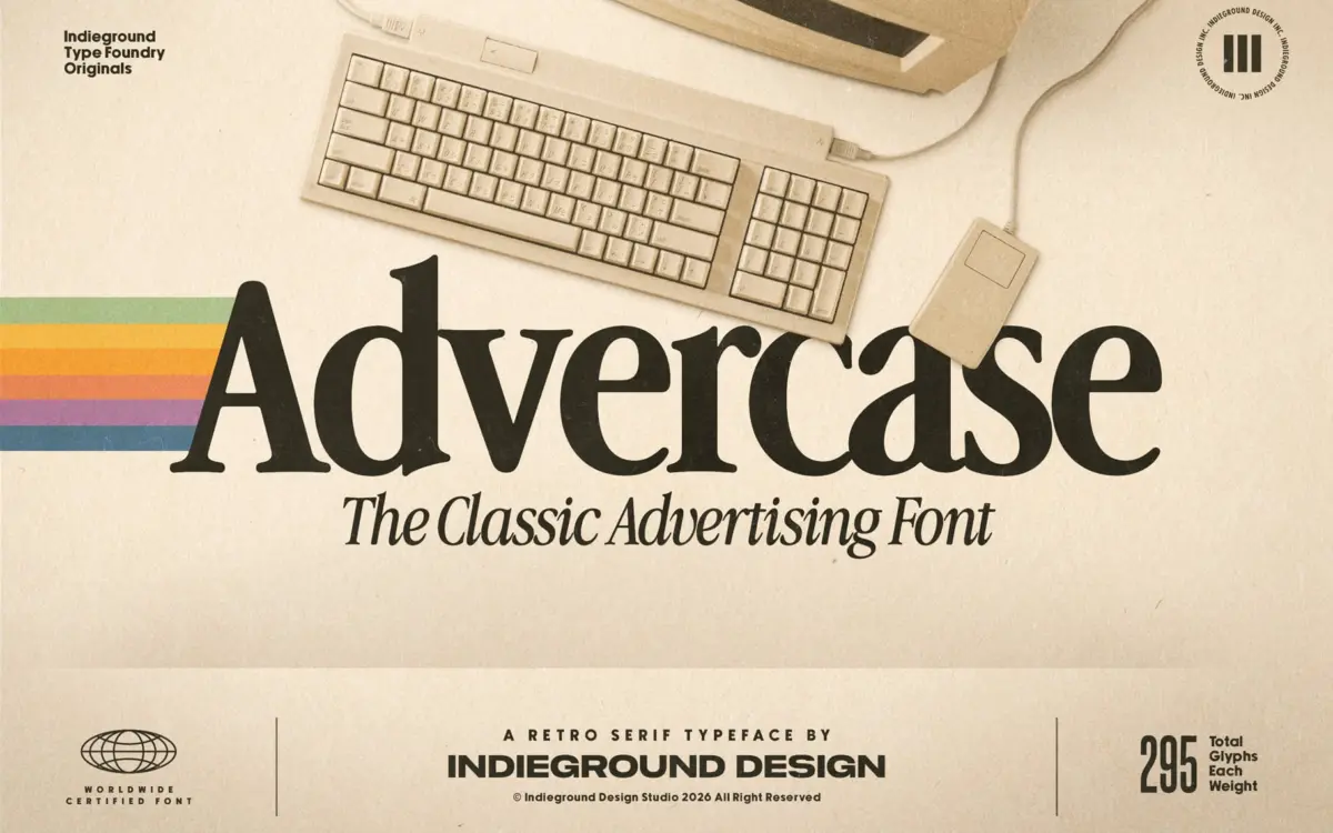 Advercase Font: an Apple-Garamond homage for retro tech branding