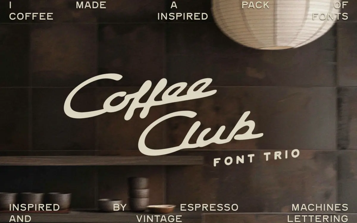 Carajillo: a vintage nameplate script bundled with a workhorse sans