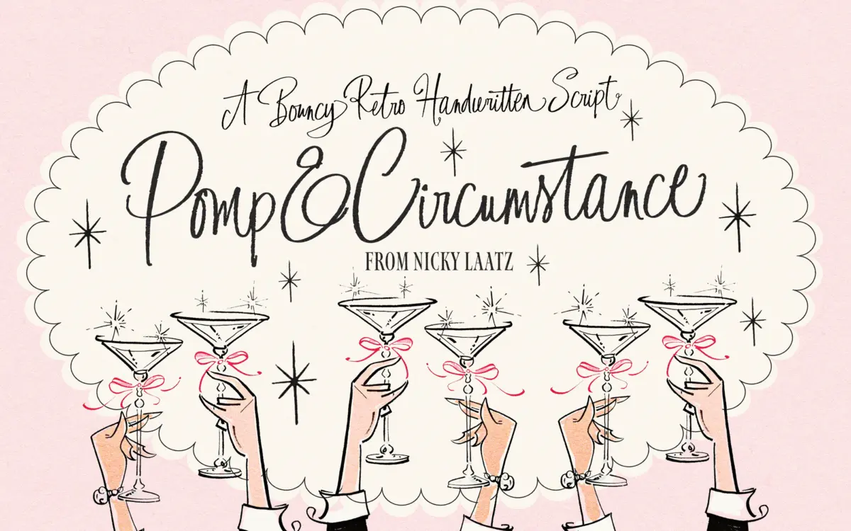 Pomp & Circumstance: a bouncy retro script for playful invites and branding