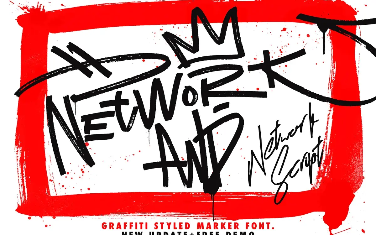 Network: a marker-styled handwritten script for brand and street-style work