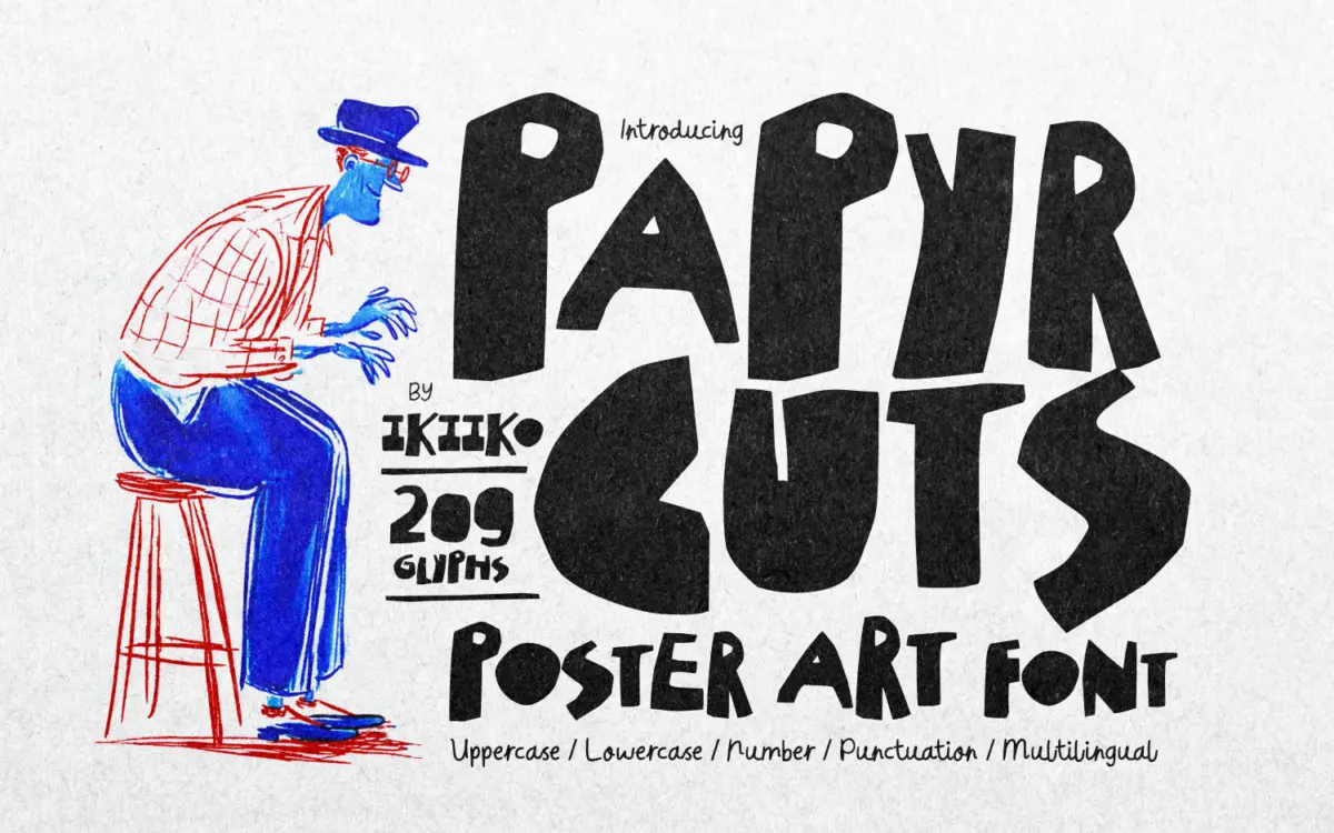Papyrcuts: a torn-paper display font for posters and zine covers