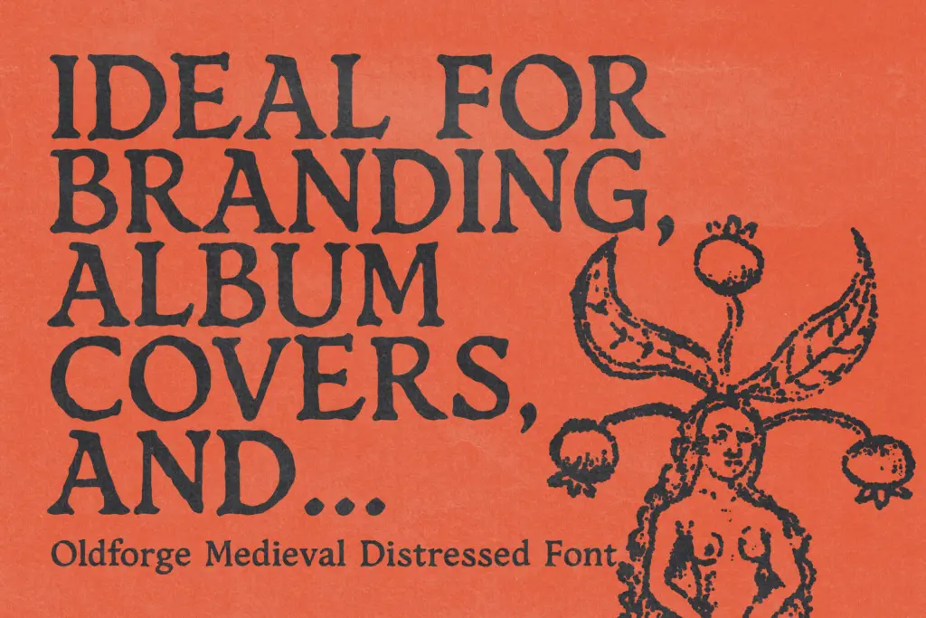 Oldforge Medieval Distressed Font specimen — Use cases