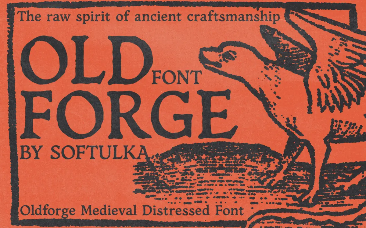 Oldforge: a distressed medieval display face for fantasy and game titles
