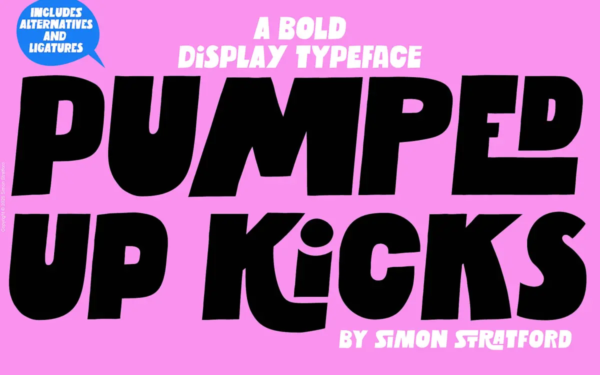 Pumped Up Kicks: a bouncy all-caps display face for loud, casual branding