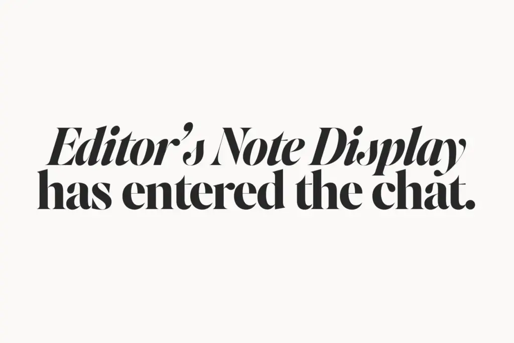 Editor's Note Display specimen — Design style