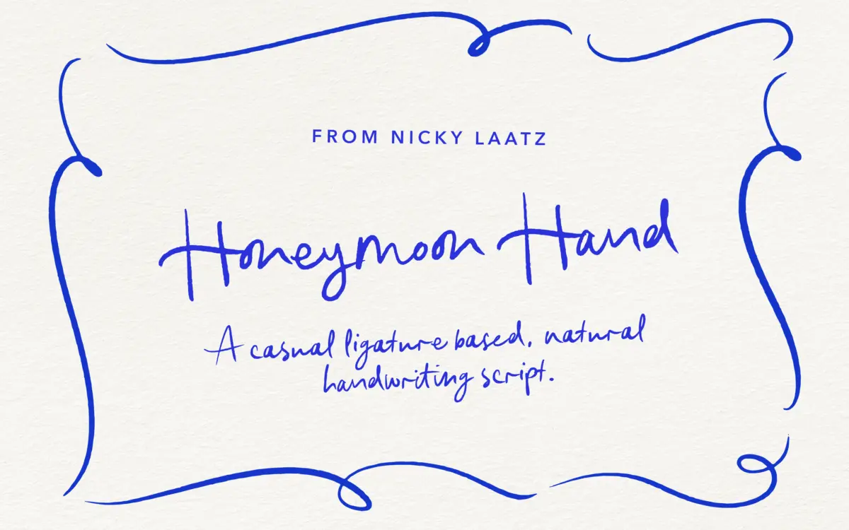 Honeymoon Hand Script & Doodles: a loose, casual script for wedding stationery