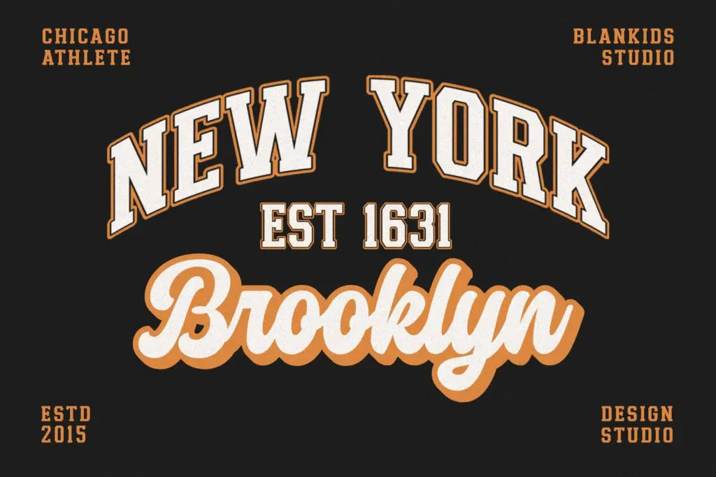 Chicago Athlete specimen — Character set and features