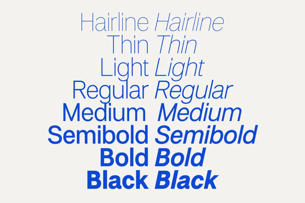 Neue Swiss specimen — Design style