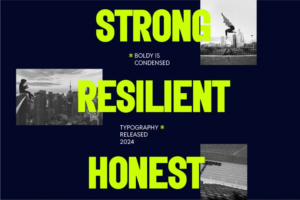 Boldy Grotesque specimen — Design style