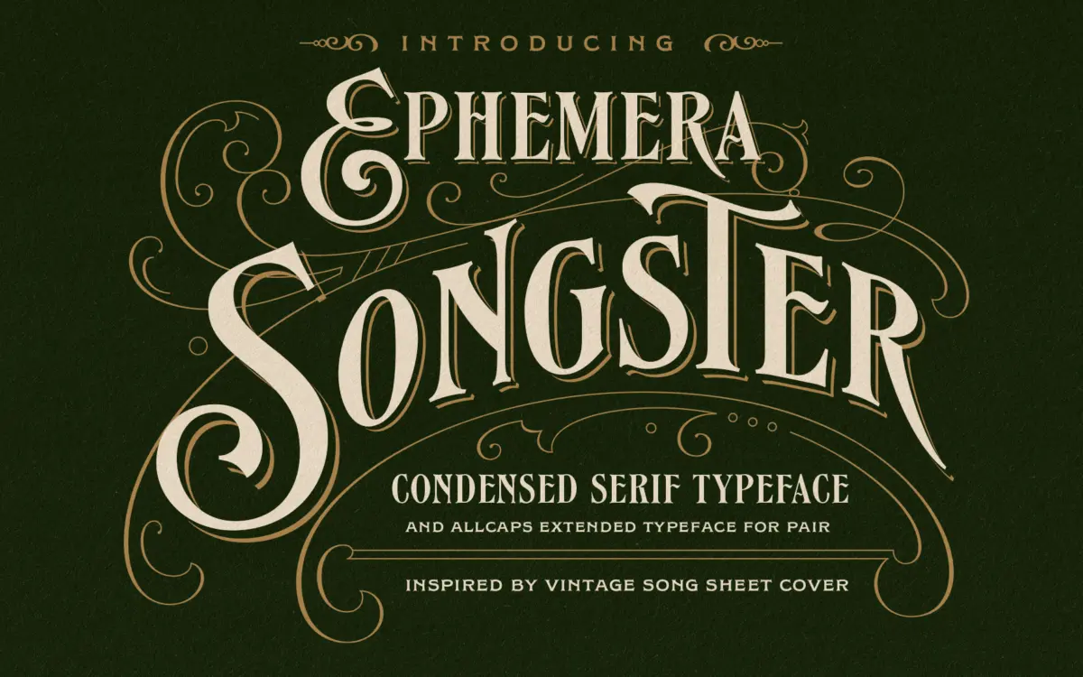 Songster: a vintage song-sheet display serif with a line-shade twist