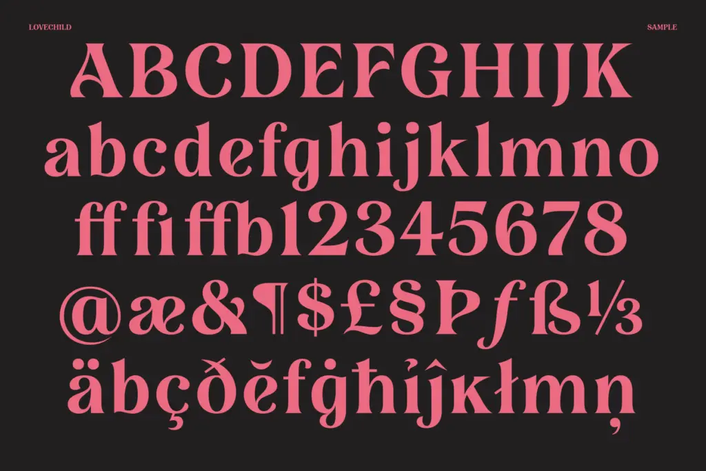 Lovechild specimen — Character set and features