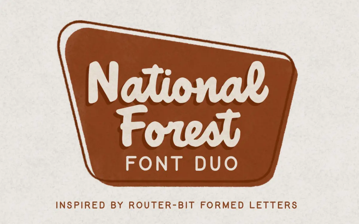 National Forest Font Duo: routed-sign script and print for rustic branding