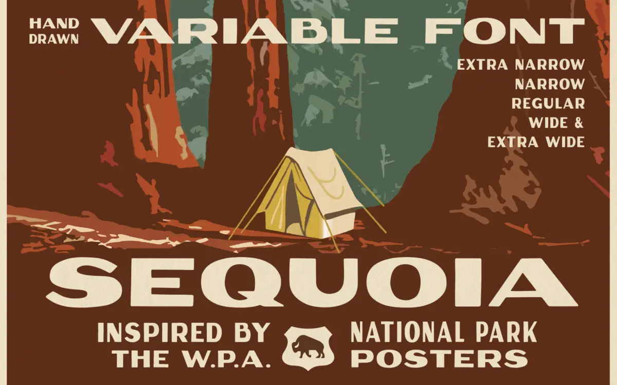 Sequoia Display: a hand-drawn variable width font for retro posters