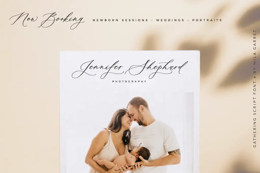Gathering Calligraphy Wedding Script specimen — Design style