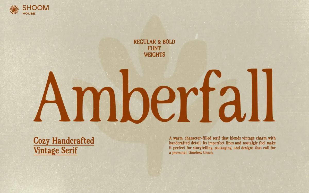 Amberfall: a worn-in vintage serif for cozy, storytelling brands