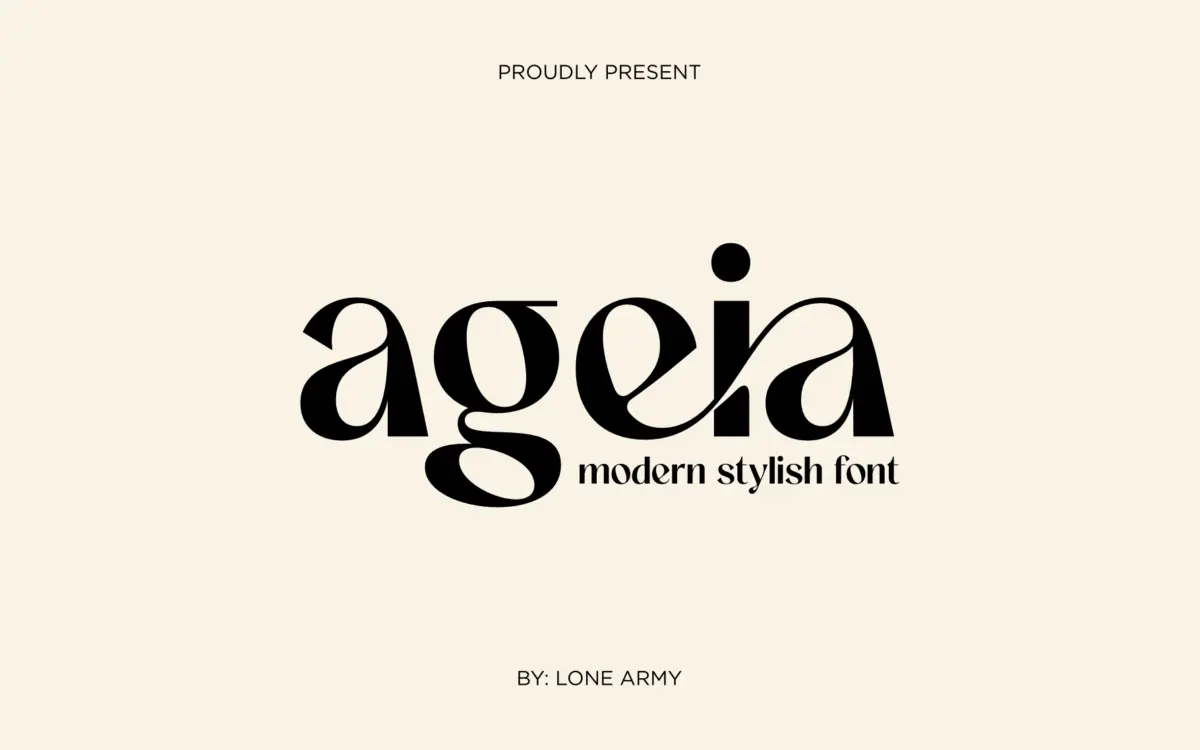 Ageia: a clean geometric sans with ligature flourishes for branding