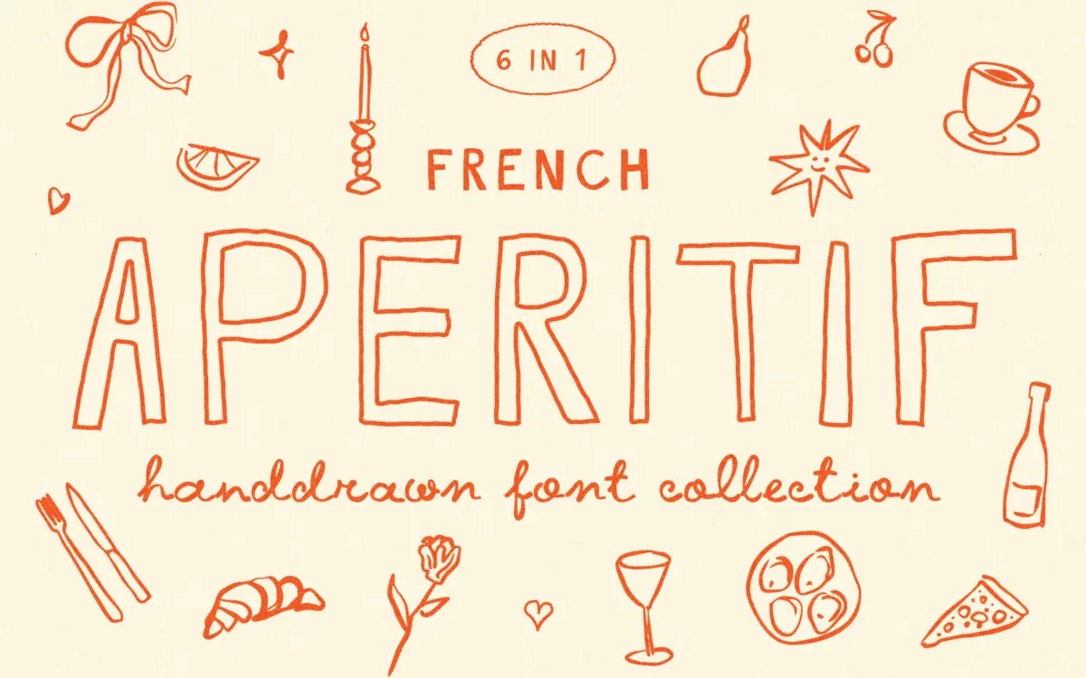 French Aperitif: a six-weight hand-drawn family for menus and messy branding