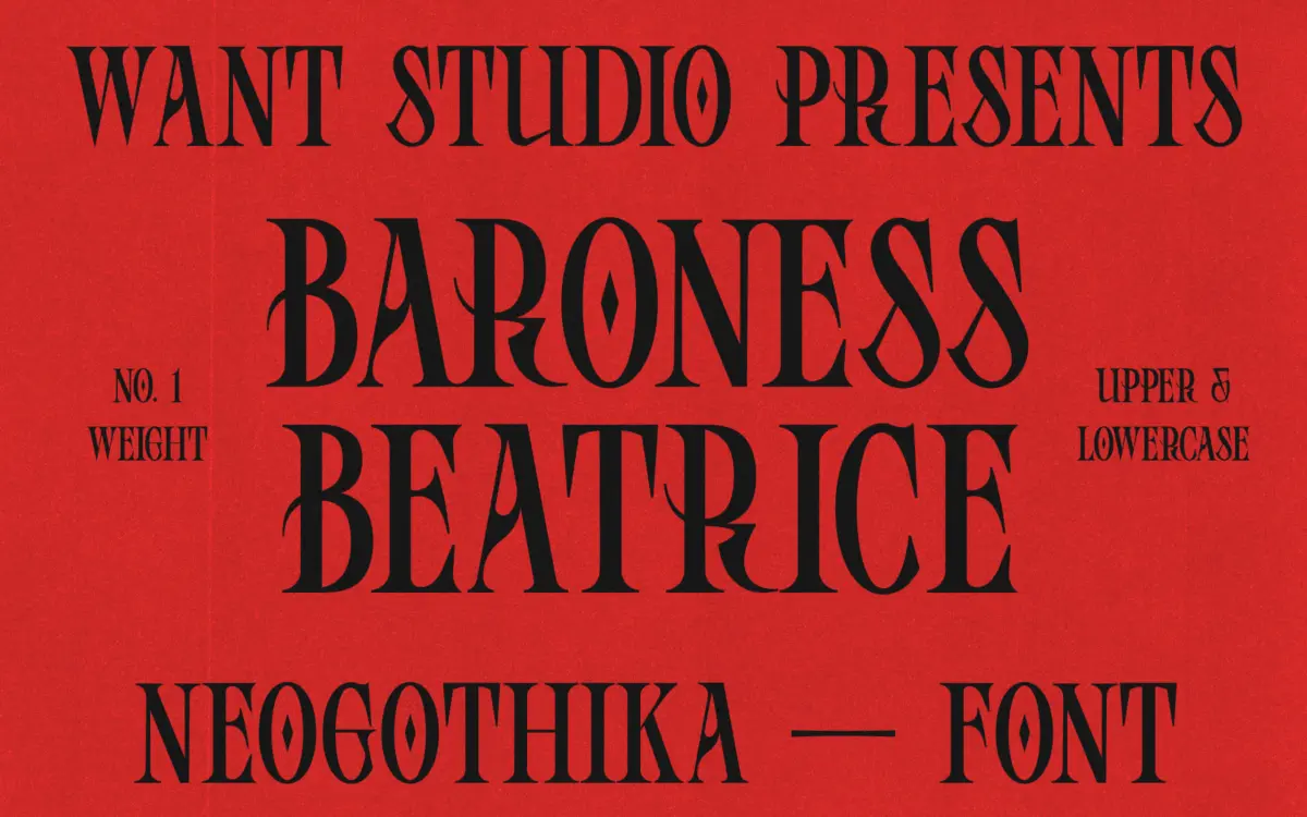 Baroness Beatrice: a blackletter with a softened, contemporary edge