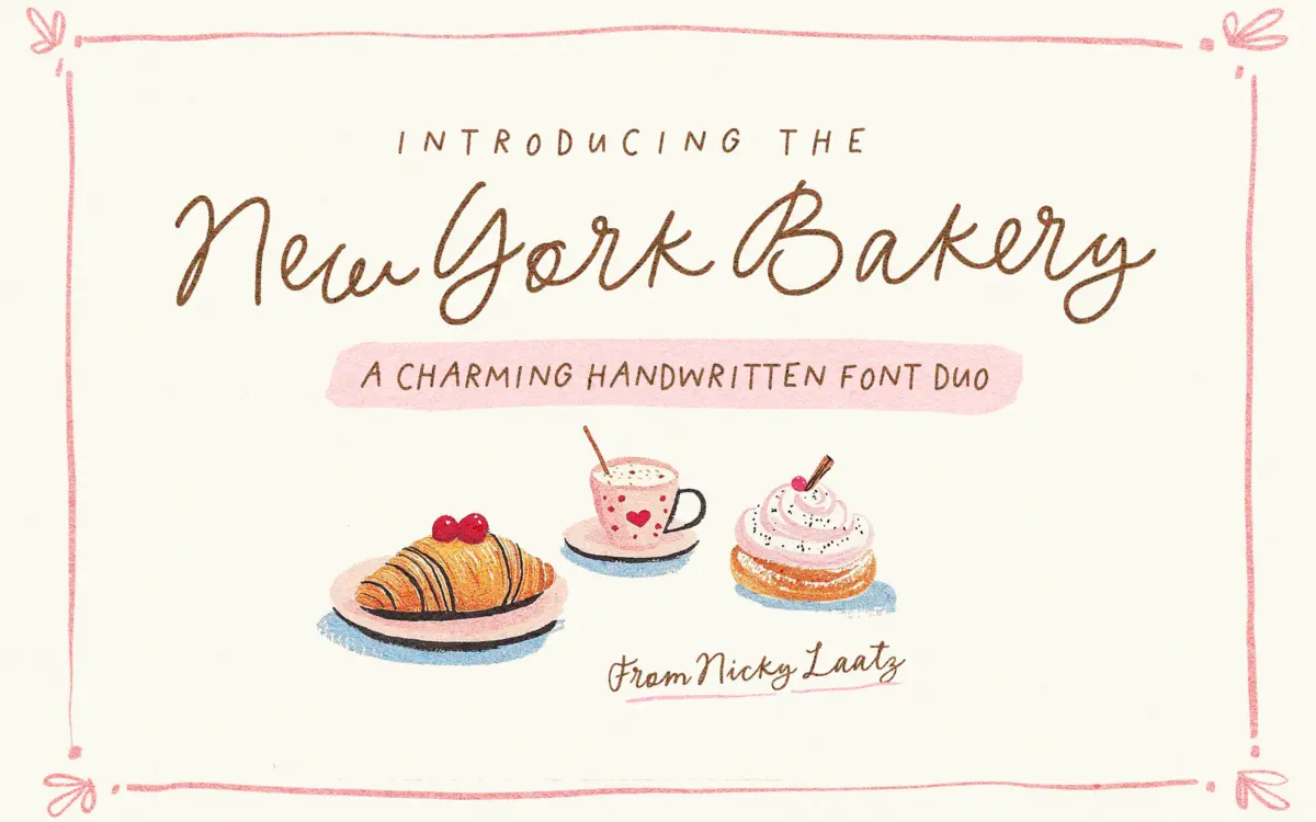 New York Bakery: a wobbly handwritten script duo for playful branding
