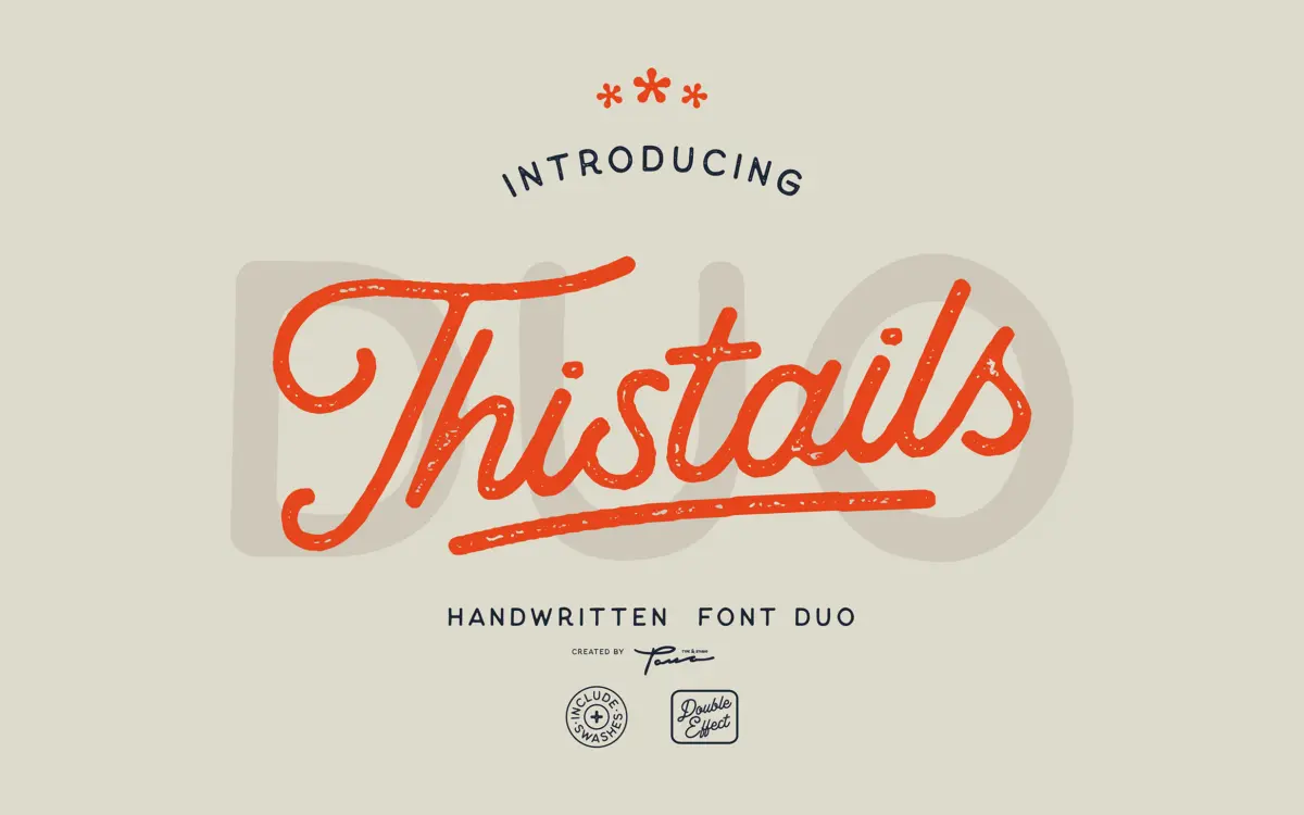 Thistails Font Duo: a monoline script paired with a companion sans
