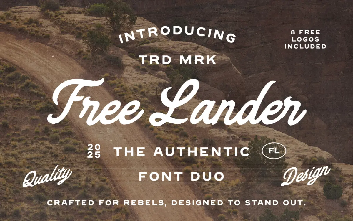 Free Lander: a rustic script and sans duo for rugged branding work