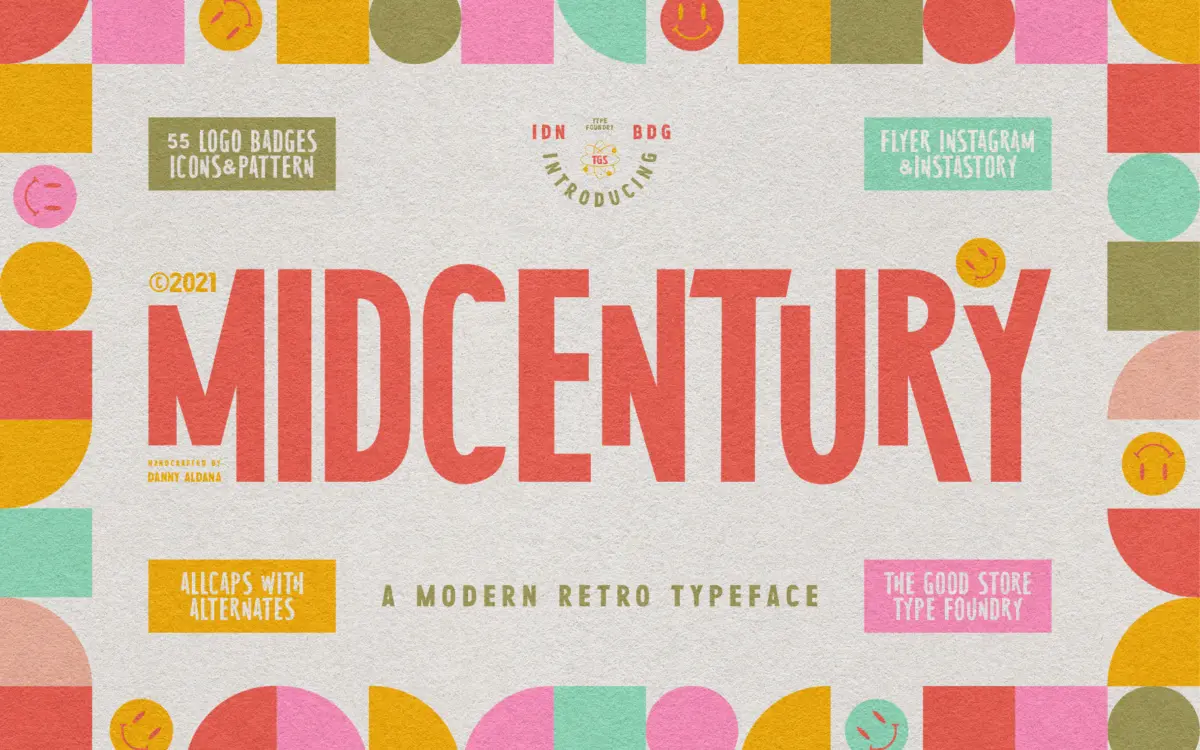 MidCentury Typeface: an all-caps retro display face for posters and badges