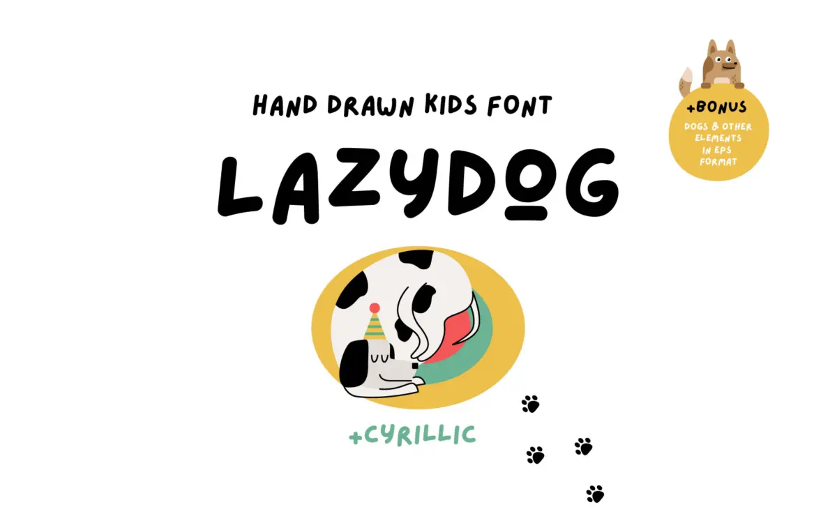 Lazydog Kids Font: a wobbly handwritten script for playful, child-facing work