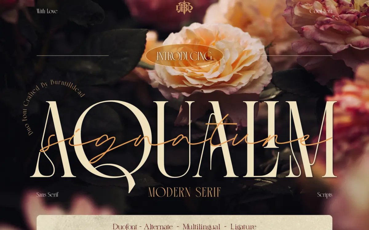 Aqualim Signature: a serif-and-script duo built for wedding stationery