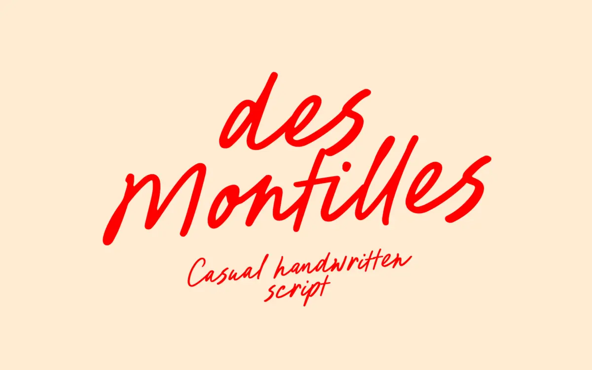 Des Montilles Handwritten Script: casual signature style for cards and branding