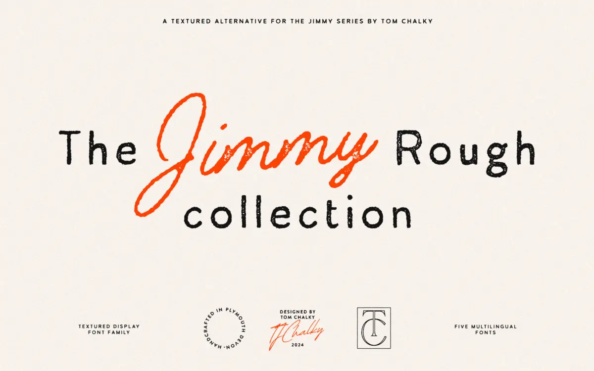 Jimmy Rough: a distressed sans, serif and script trio for retro branding