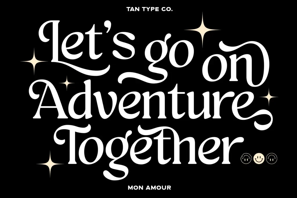Mon Amour specimen — Character set and features