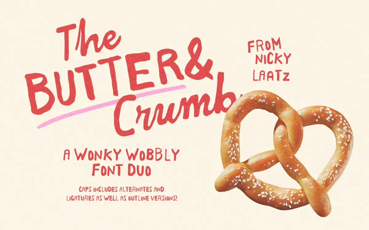 Butter And Crumb: a wobbly caps and chunky script duo for playful branding