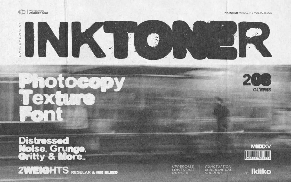 Inktoner: A Photocopy-Grunge Display Font for Underground Design