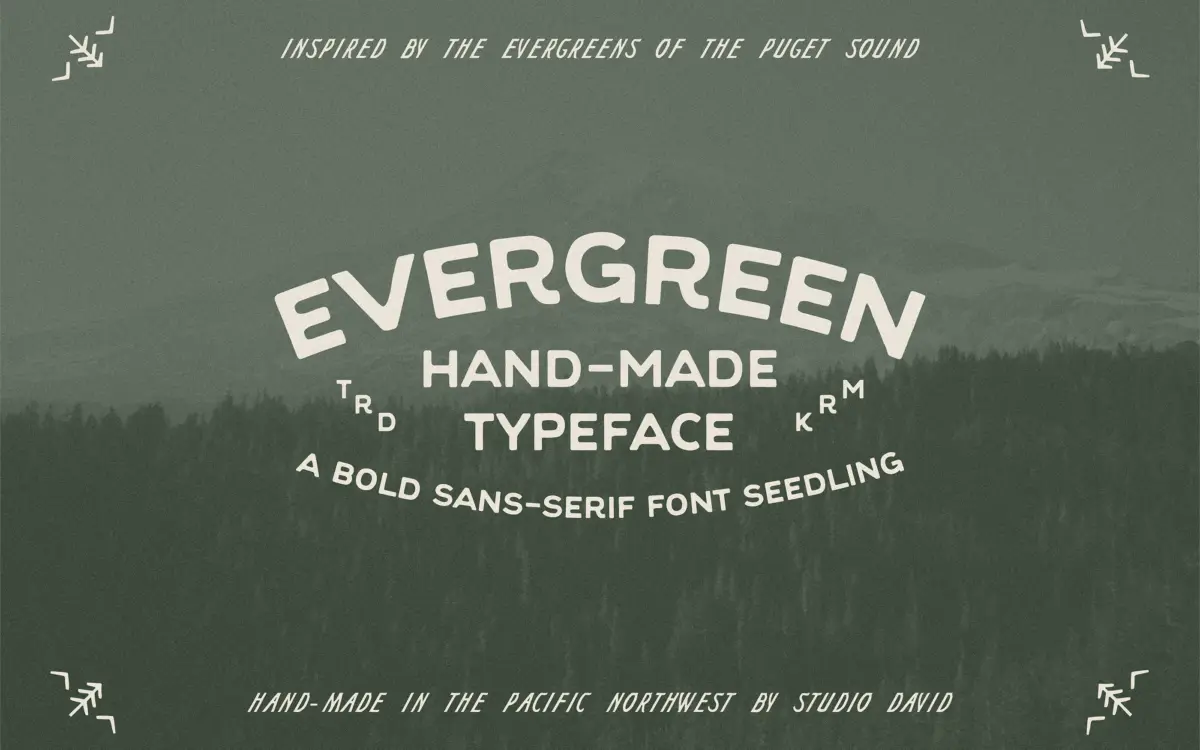 Evergreen: a hand-drawn all-caps sans for outdoor and craft branding