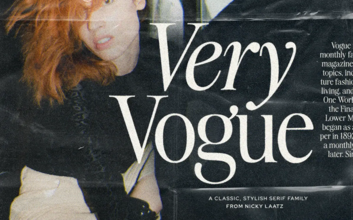 The Very Vogue Serif Family: fashion-magazine serif with display and text twins