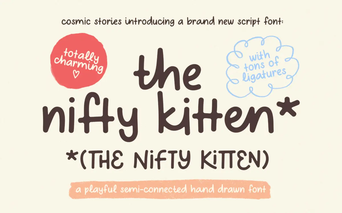 The Nifty Kitten Script: a wonky handwritten script for playful branding