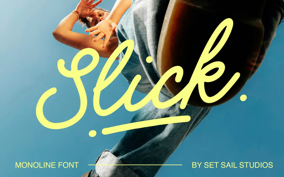 Slick Font: a monoline script for casual branding and merch