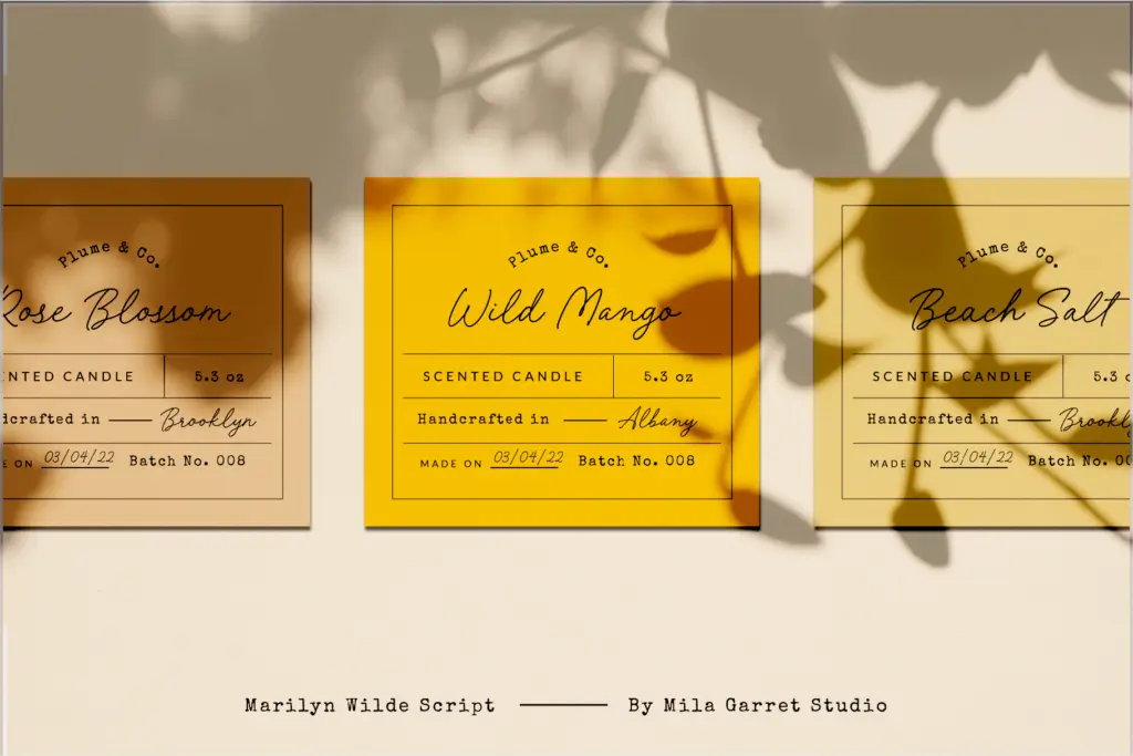 Marilyn Wilde Handwriting Script specimen — Design style