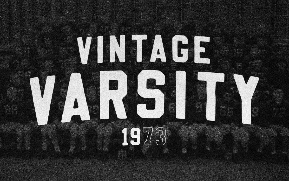 Vintage Varsity: a collegiate slab for letterman-jacket branding