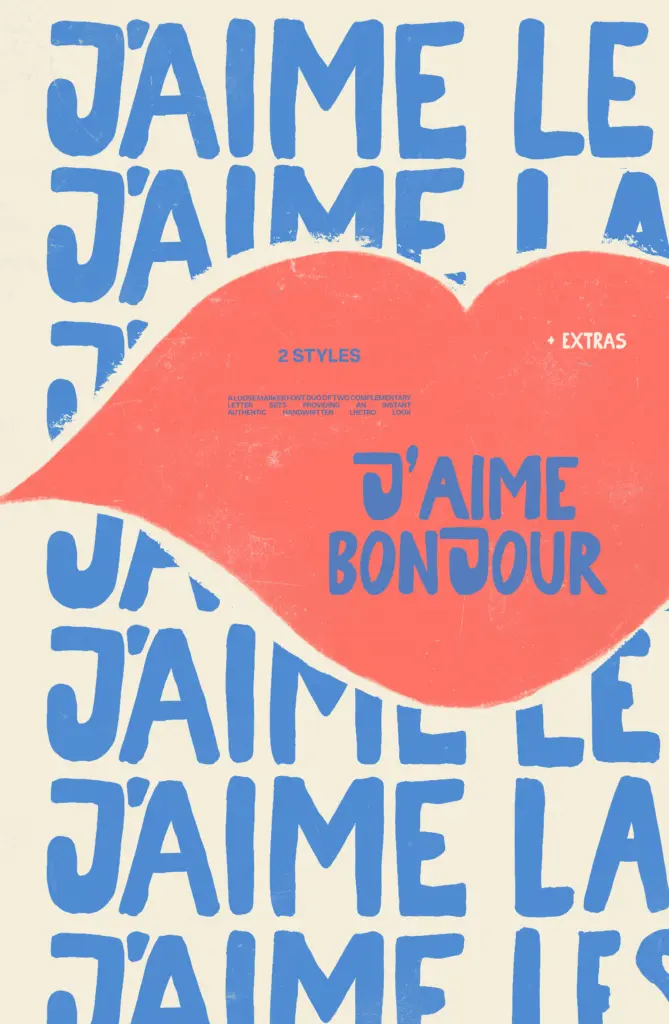 Bonjour & Monsieur specimen — Character set and features