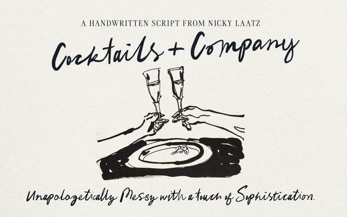 Cocktails and Company Script: a loose brush script for casual, playful branding