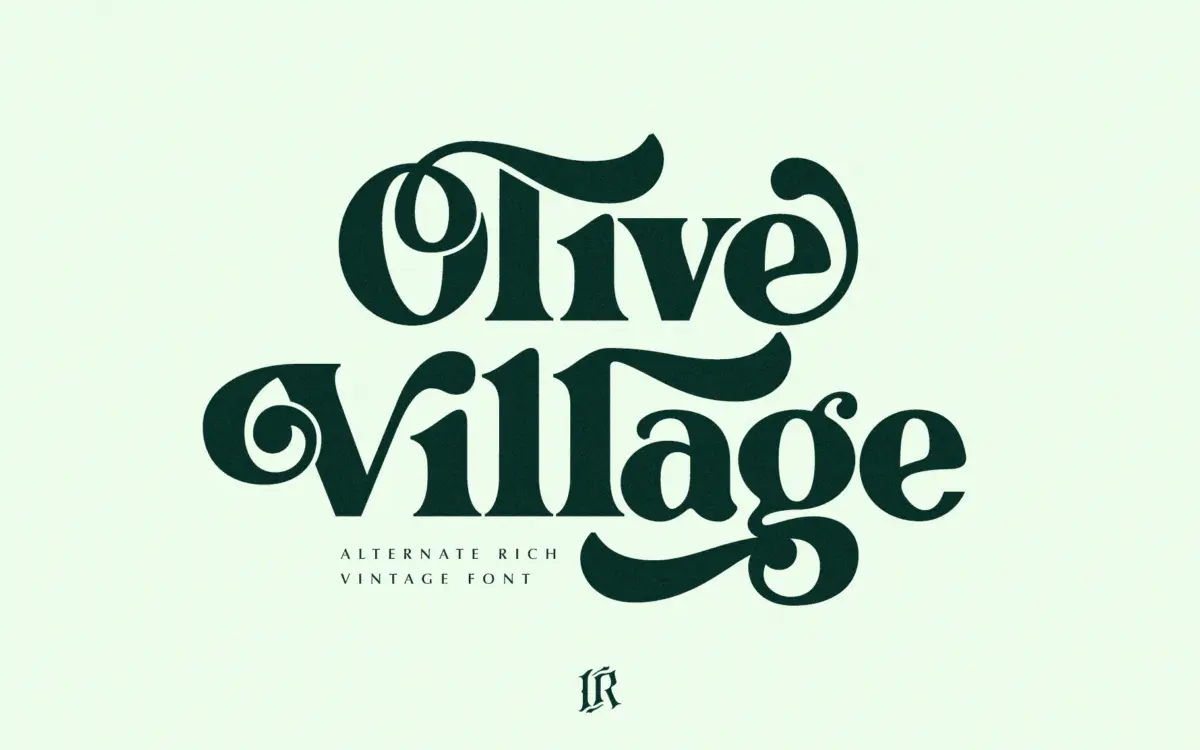 Olive Village: a 70s-groovy serif for headlines with a retro wink