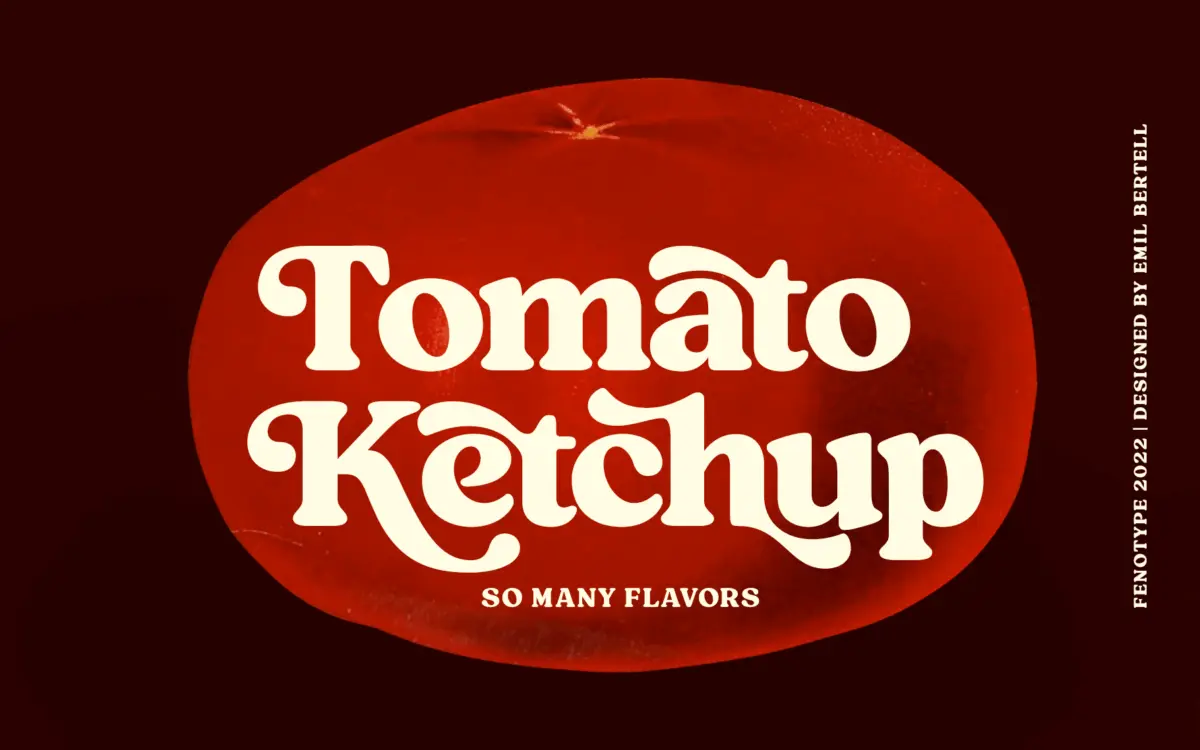 Tomato Ketchup Retro Serif: a bold vintage display face for logos and packaging