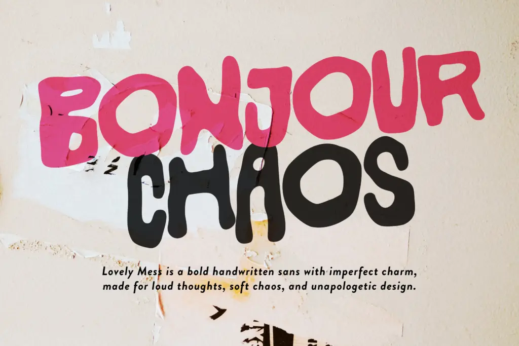 Lovely Mess Handwritten Chaotic Sans specimen — Design style