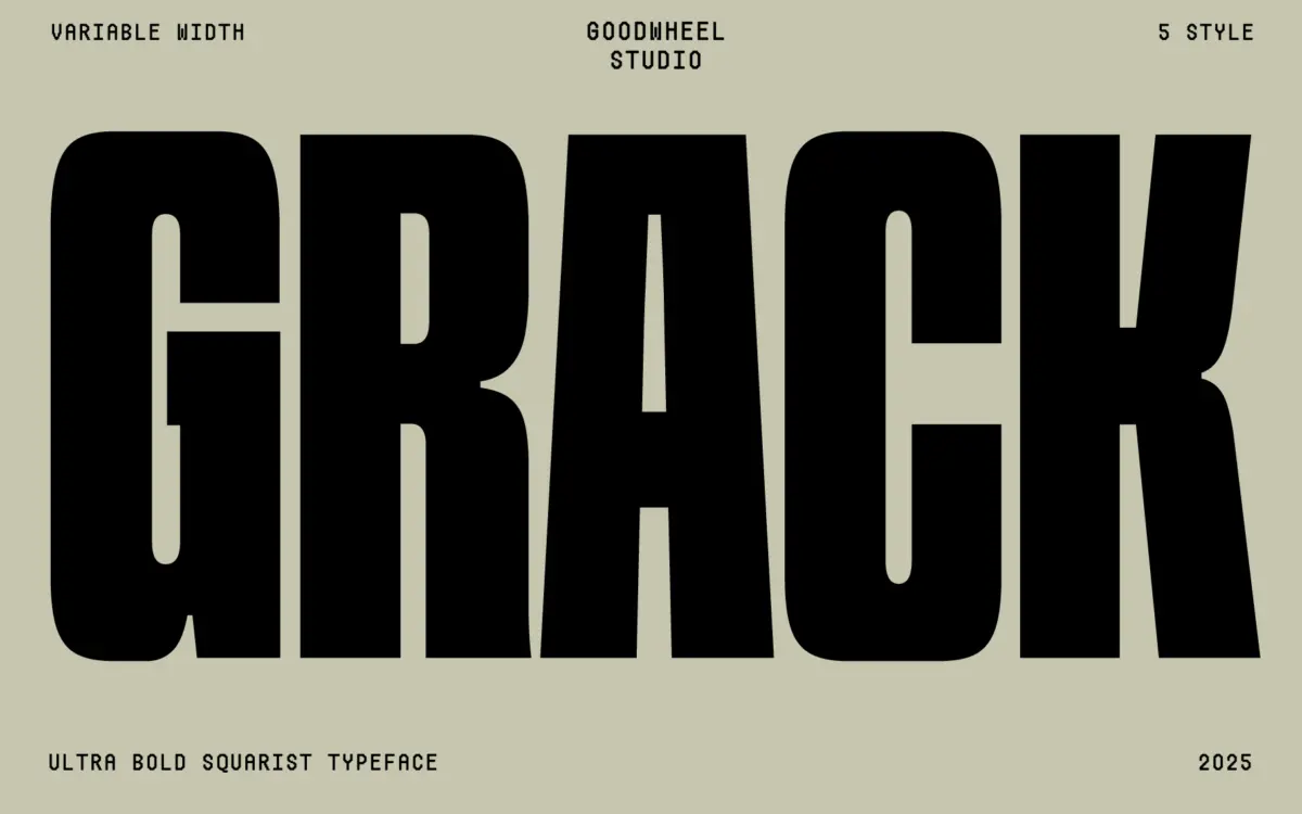 GW Grack: an ultrabold squarist grotesk built for variable-width branding