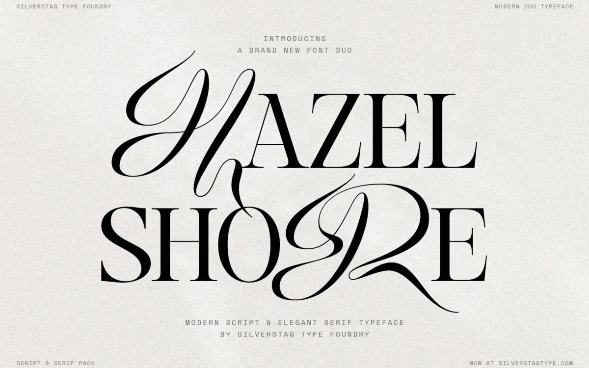 Hazel Shore: a high-contrast serif and script duo built to trade letters